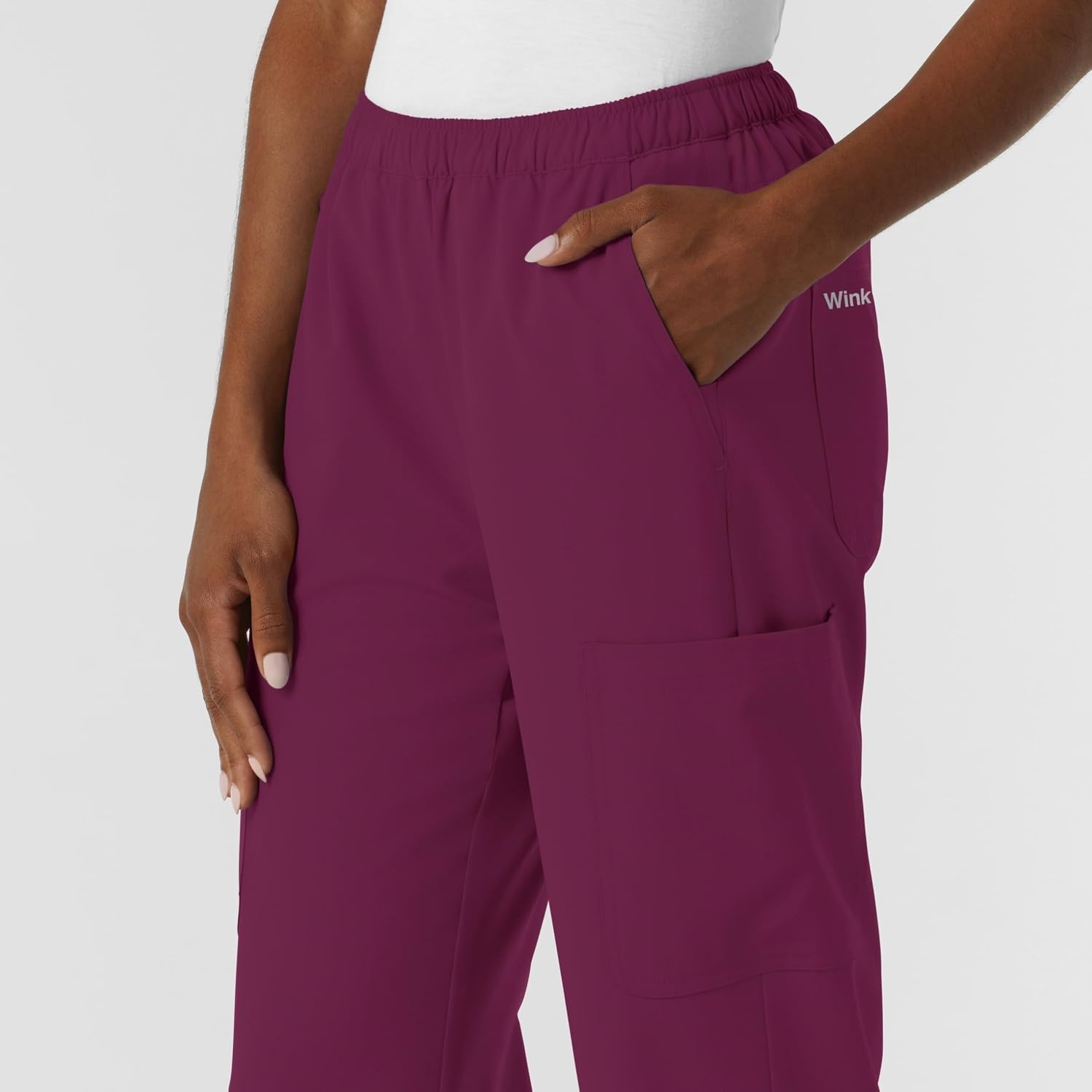 image:imageWink NURTUR Womens Straight Leg Cargo Scrub PantWine