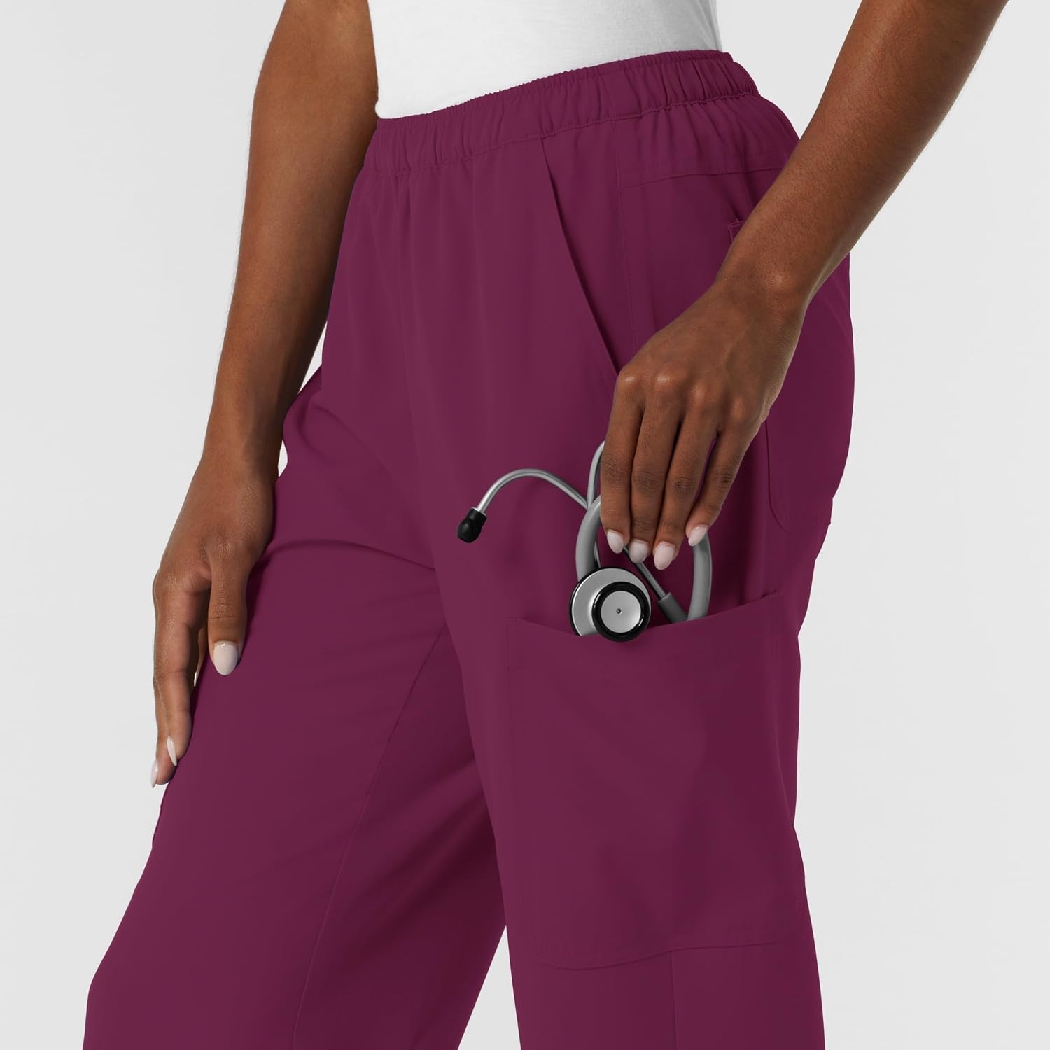 image:imageWink NURTUR Womens Straight Leg Cargo Scrub PantWine