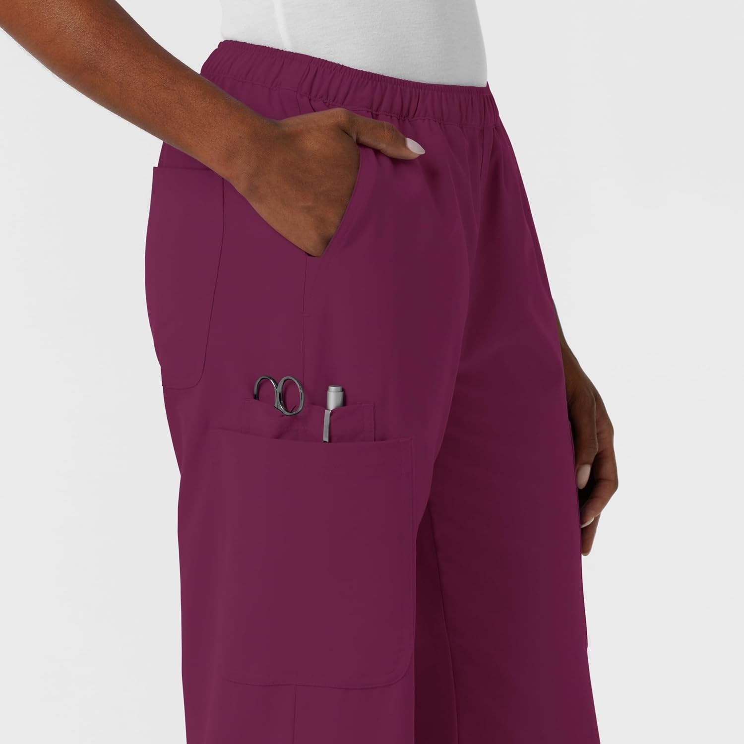 image:imageWink NURTUR Womens Straight Leg Cargo Scrub PantWine