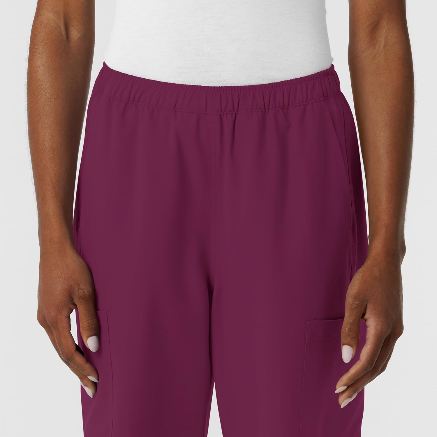 image:imageWink NURTUR Womens Straight Leg Cargo Scrub PantWine