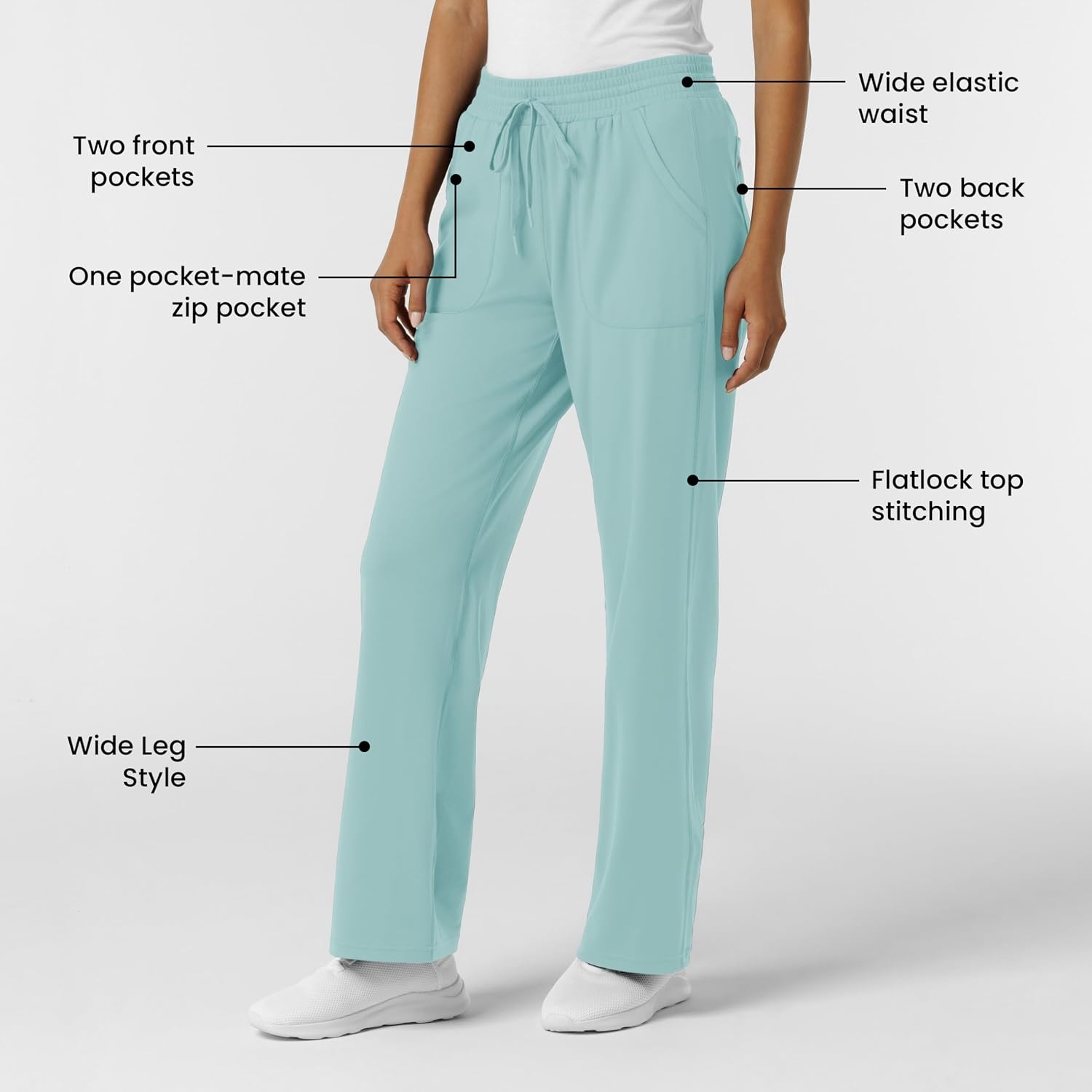 image:imageWink Renew Knit Womens Wide Leg Scrub PantCoastal Blue