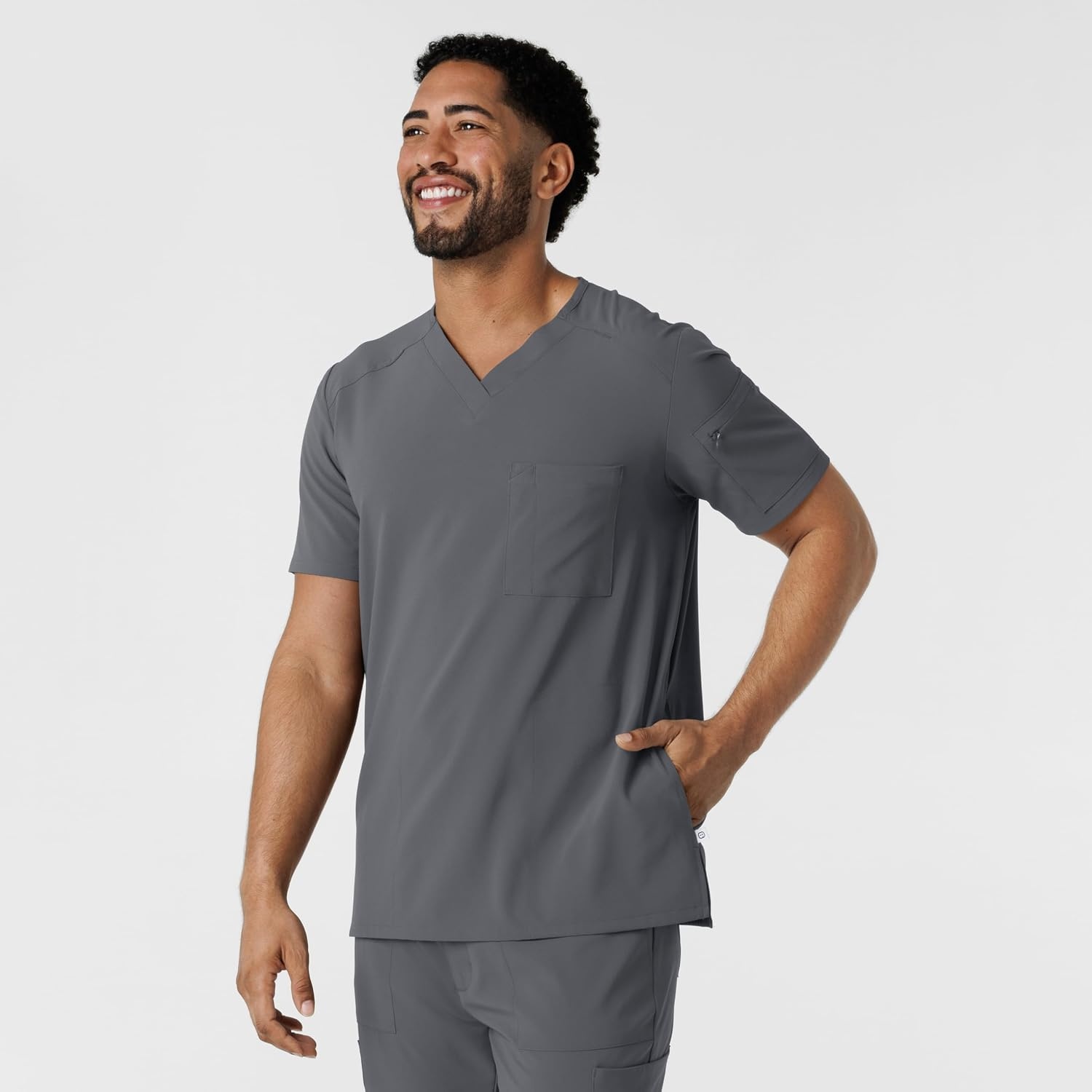 image:imageWink Renew Mens VNeck 5 Pocket Scrub Top Pewter XL