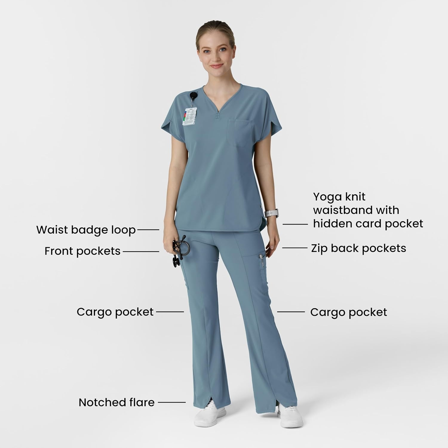 image:imageWink Scrubs for Women Renew Cargo Flare Pants with 7 PocketsElemental Blue