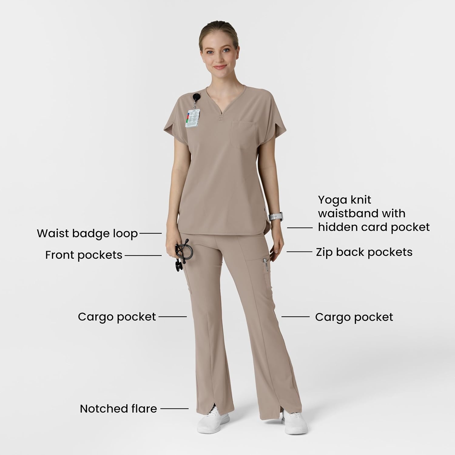 image:imageWink Scrubs for Women Renew Cargo Flare Pants with 7 PocketsHaze