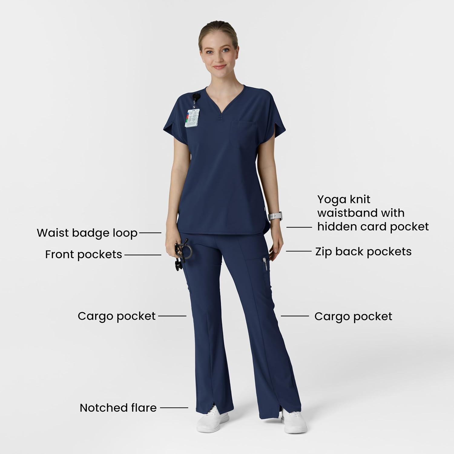 image:imageWink Scrubs for Women Renew Cargo Flare Pants with 7 PocketsNavy