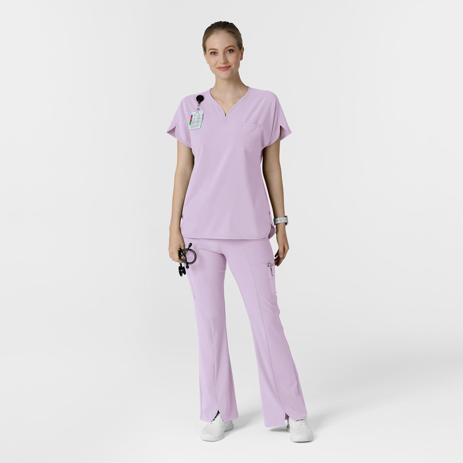 image:imageWink Scrubs for Women Renew Cargo Flare Pants with 7 PocketsPastel Lilac
