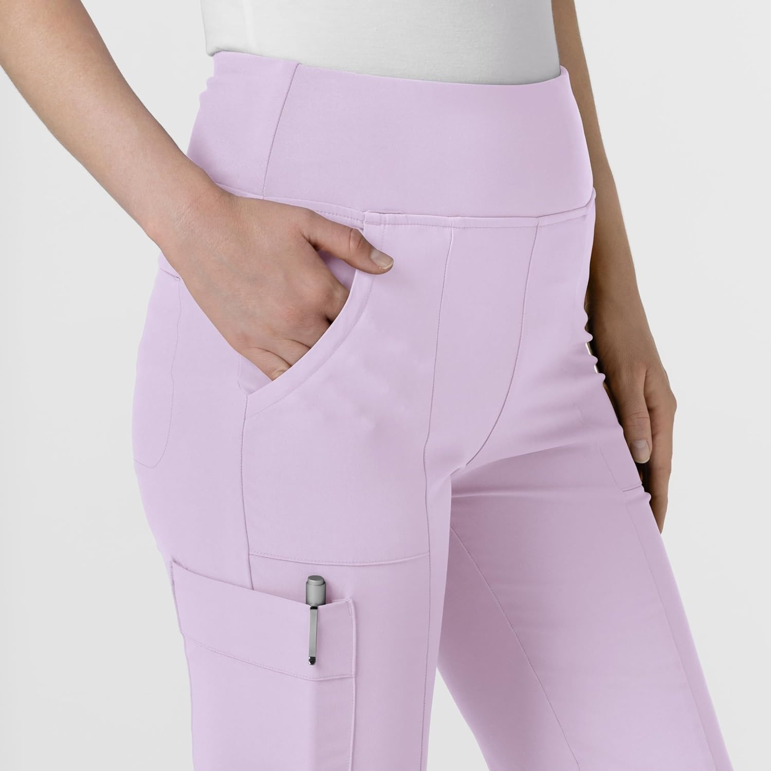 image:imageWink Scrubs for Women Renew Cargo Flare Pants with 7 PocketsPastel Lilac