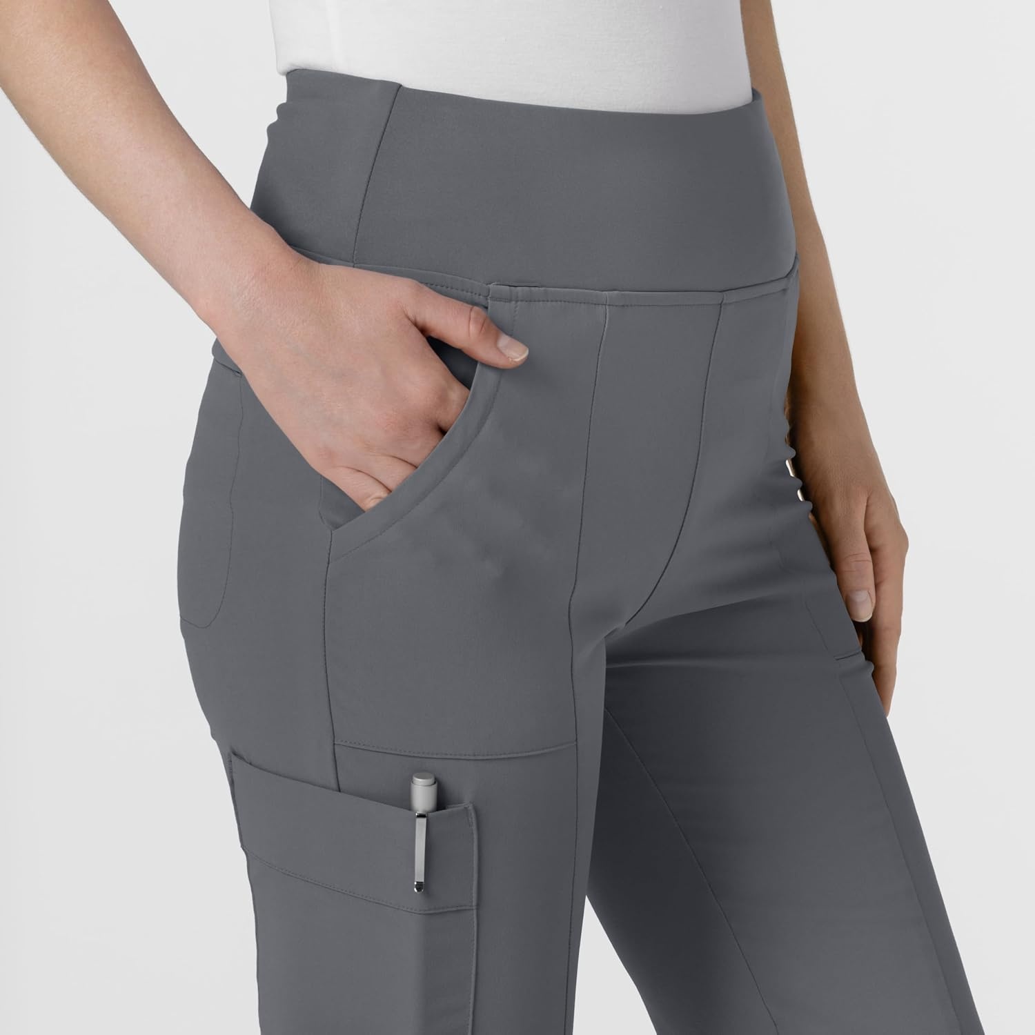 image:imageWink Scrubs for Women Renew Cargo Flare Pants with 7 PocketsPewter