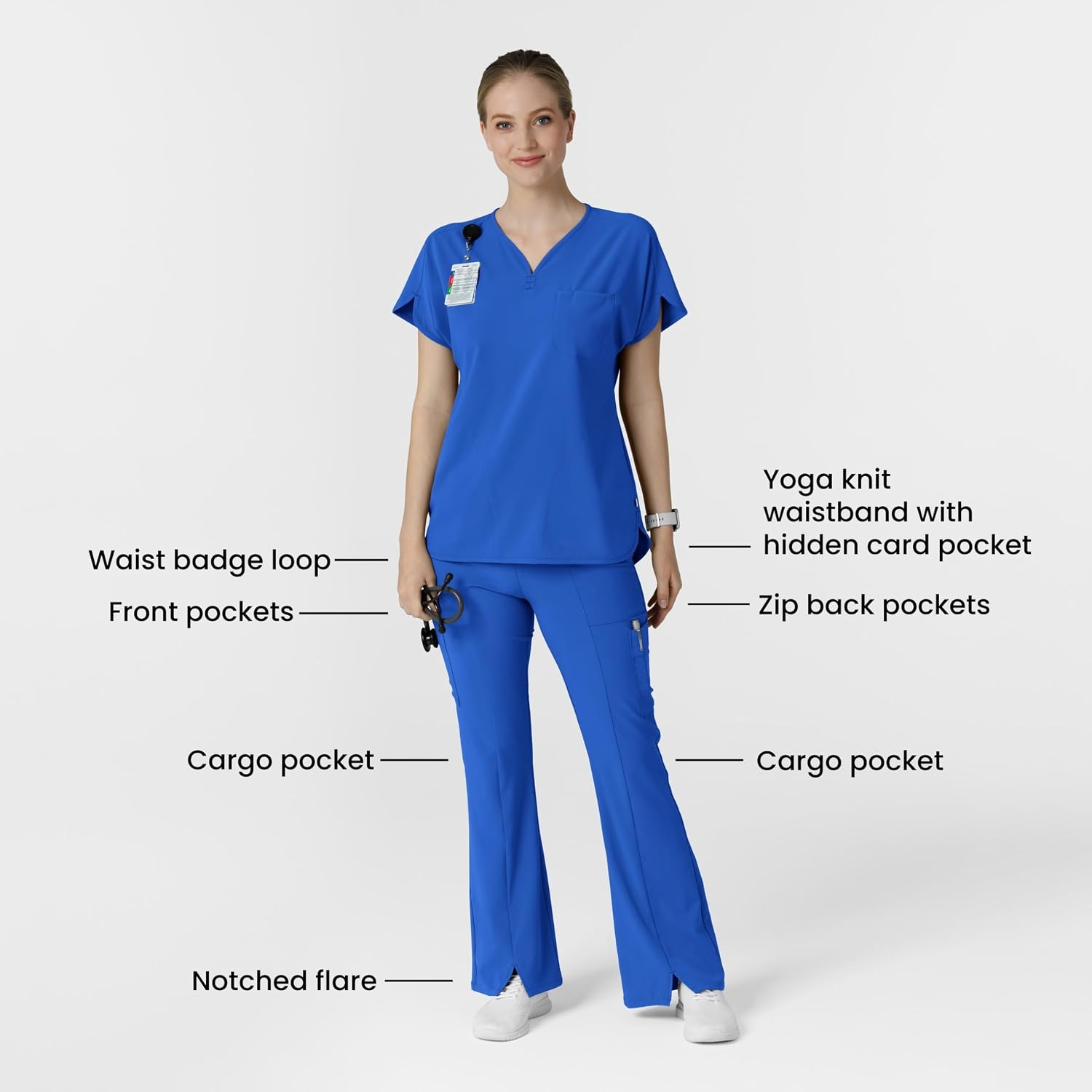 image:imageWink Scrubs for Women Renew Cargo Flare Pants with 7 PocketsRoyal