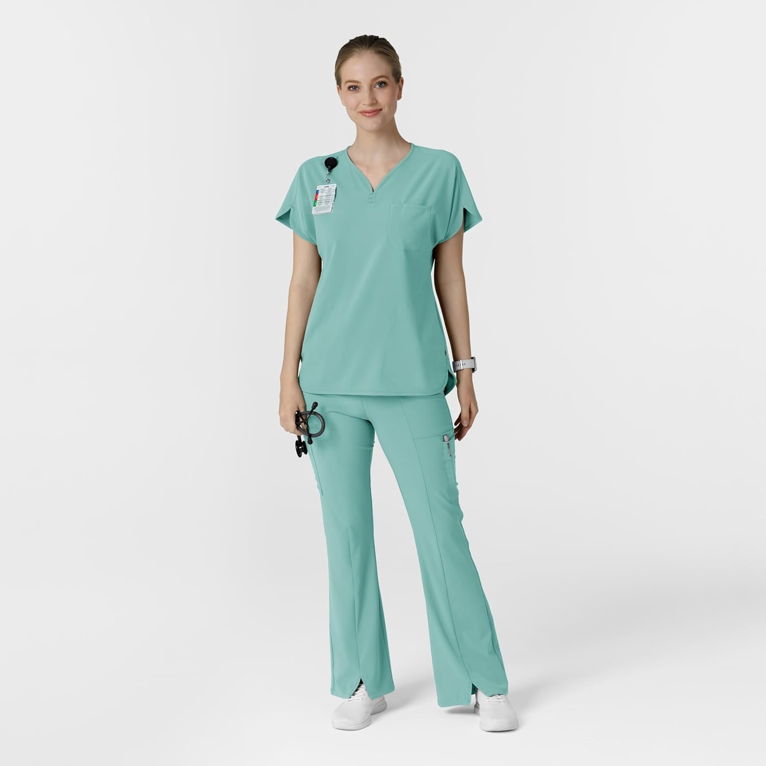 image:imageWink Scrubs for Women Renew Cargo Flare Pants with 7 PocketsTurquoise