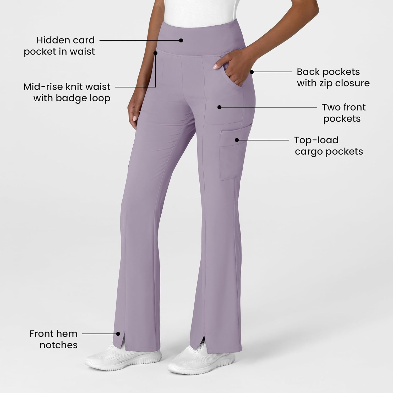 image:imageWink Scrubs for Women Renew Cargo Flare Pants with 7 PocketsWisteria