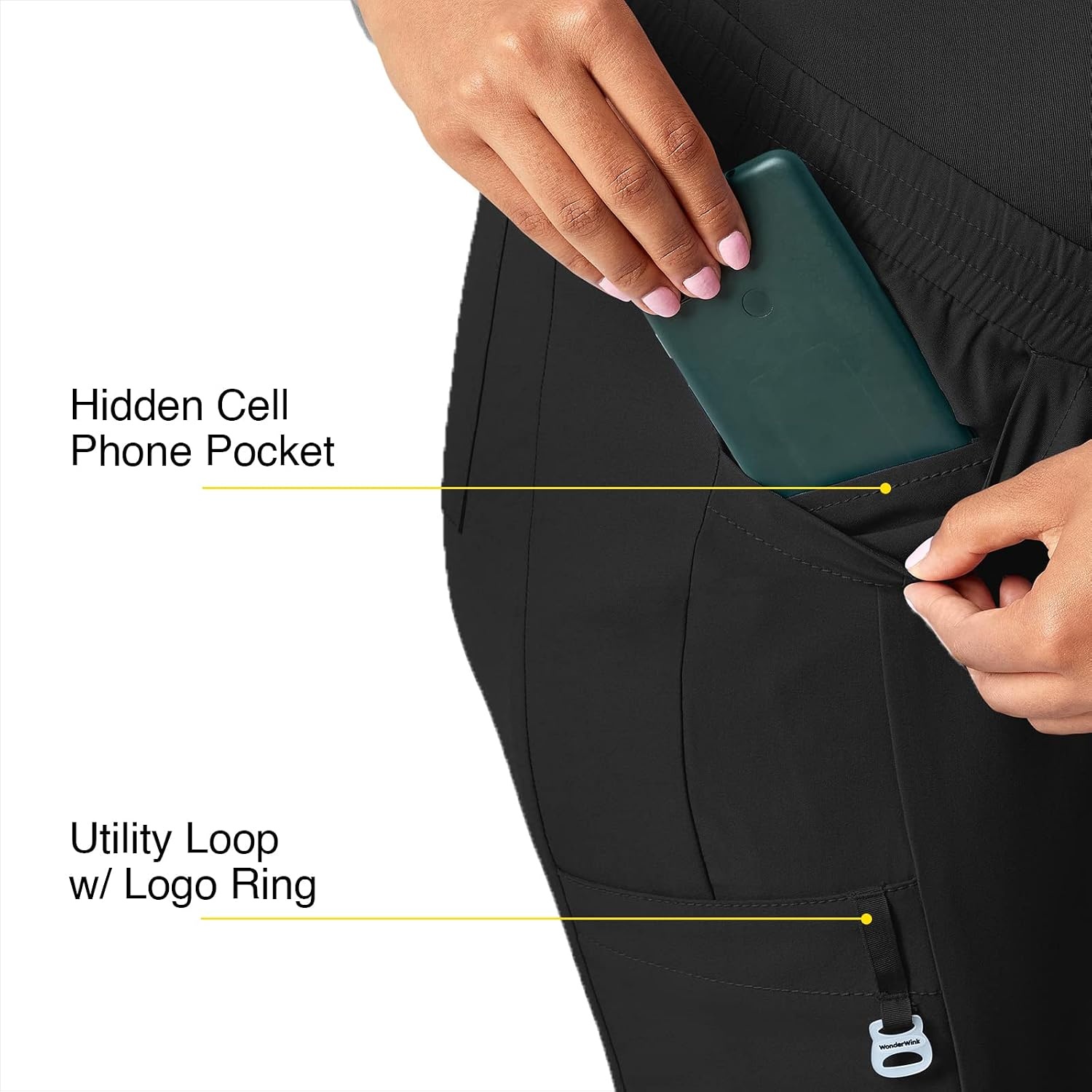 image:imageWink Scrubs for Women W123 Maternity Joggers Pants with 7 PocketsBlack
