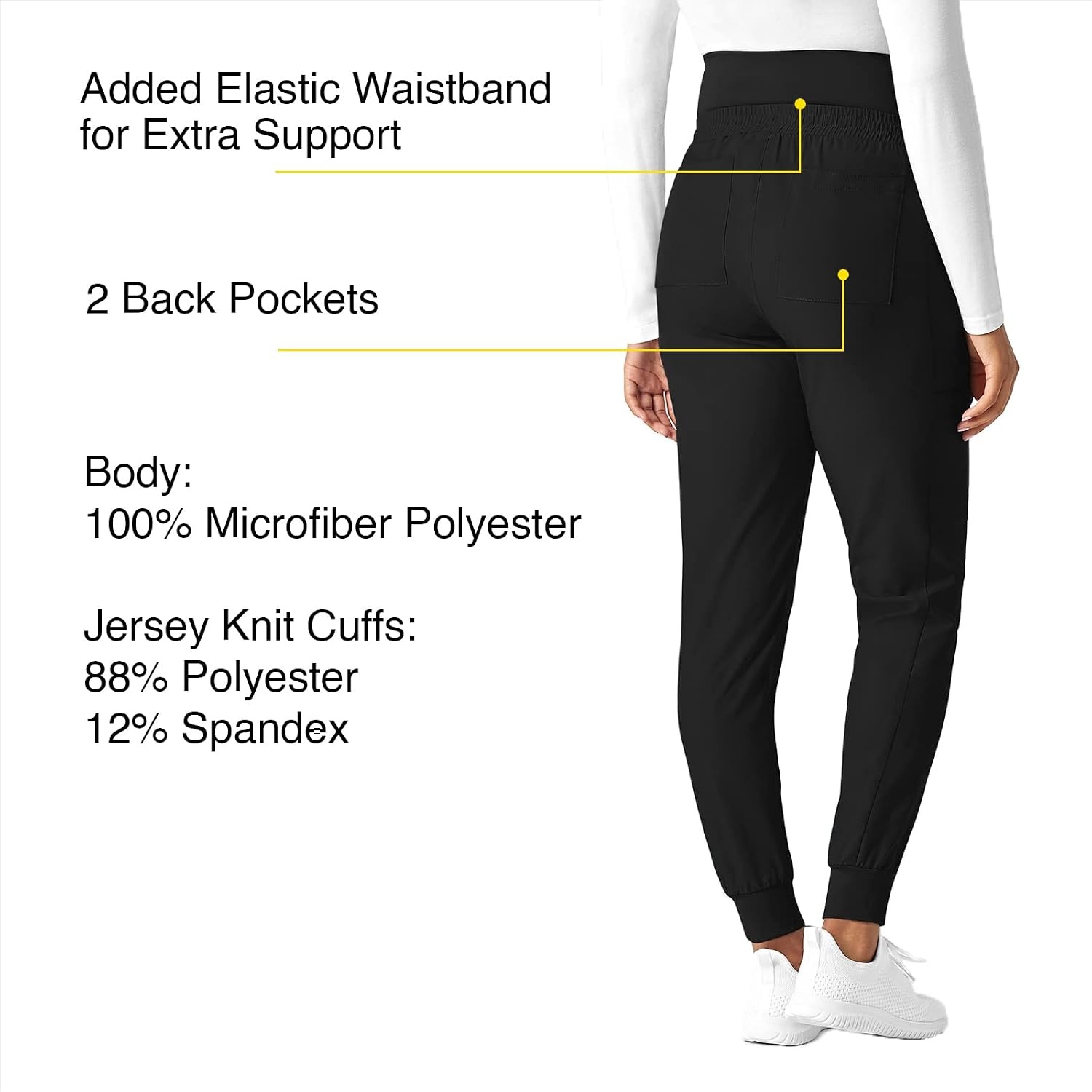 image:imageWink Scrubs for Women W123 Maternity Joggers Pants with 7 PocketsBlack
