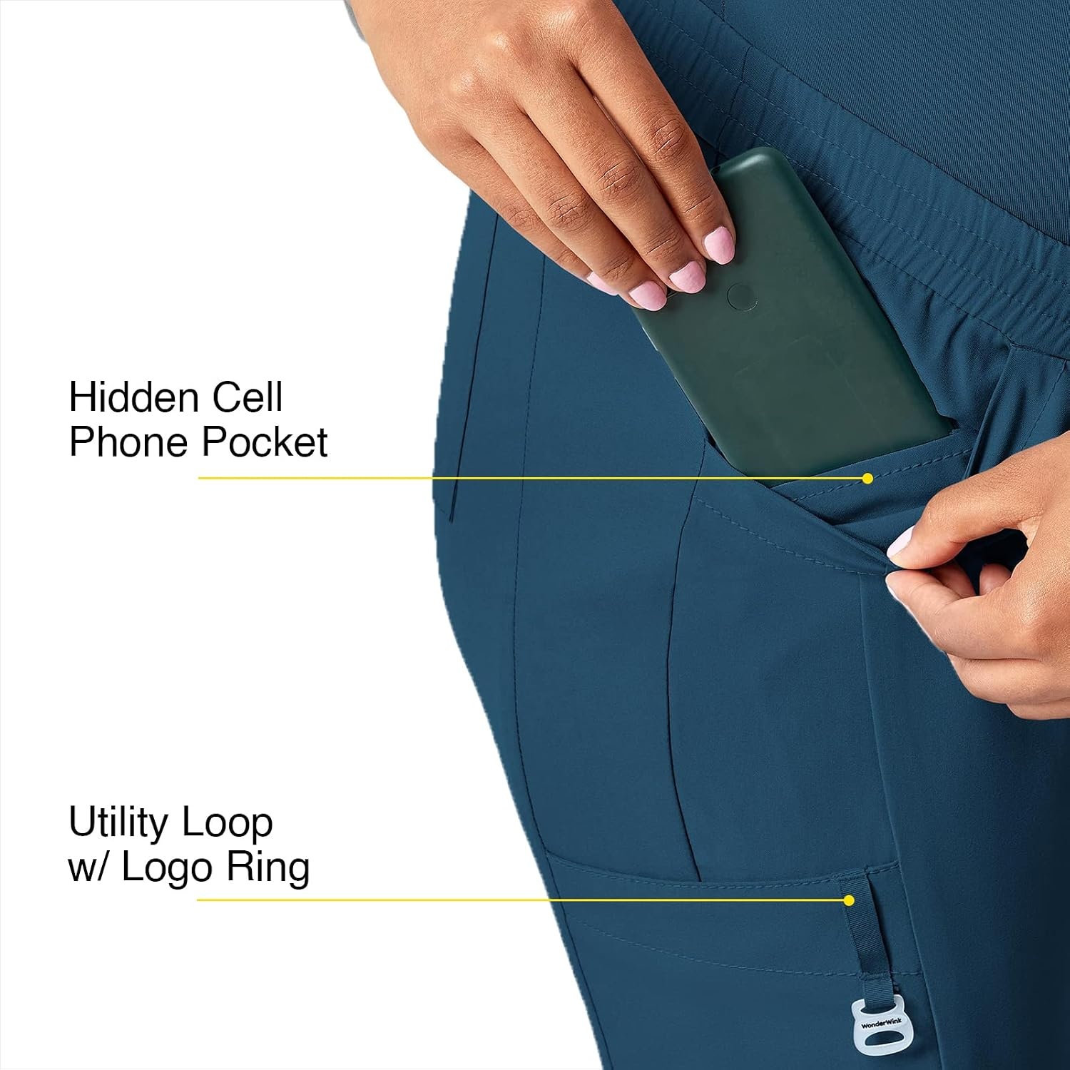 image:imageWink Scrubs for Women W123 Maternity Joggers Pants with 7 PocketsCaribbean Blue