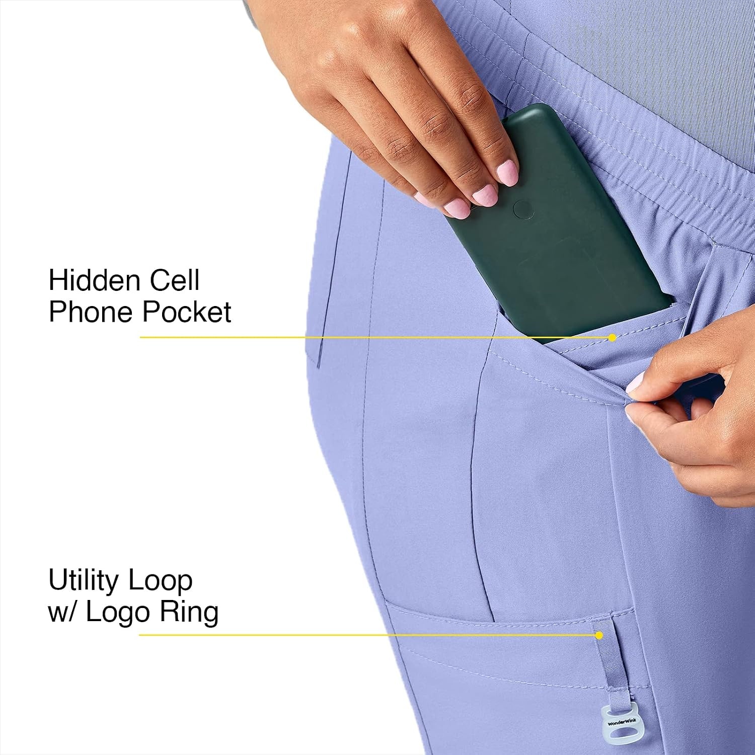 image:imageWink Scrubs for Women W123 Maternity Joggers Pants with 7 PocketsCeil Blue