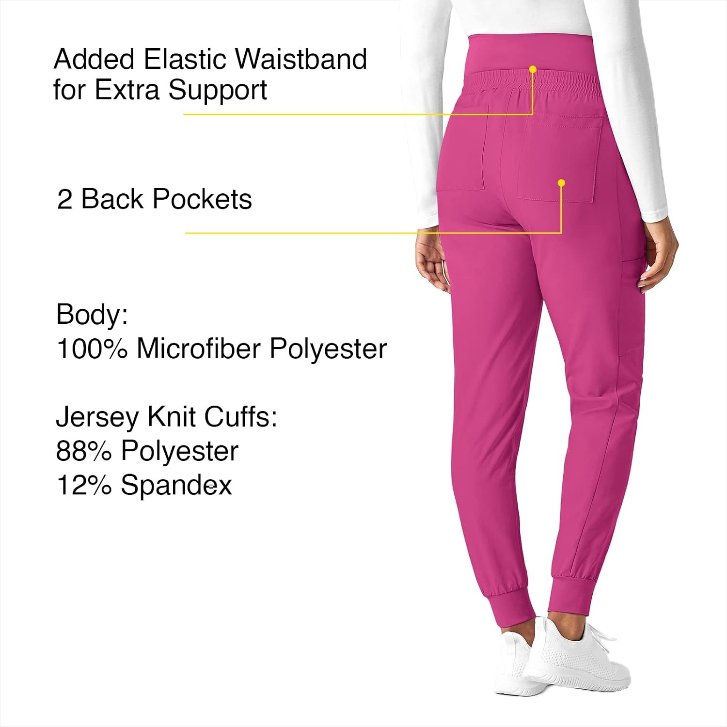 image:imageWink Scrubs for Women W123 Maternity Joggers Pants with 7 PocketsHot Pink