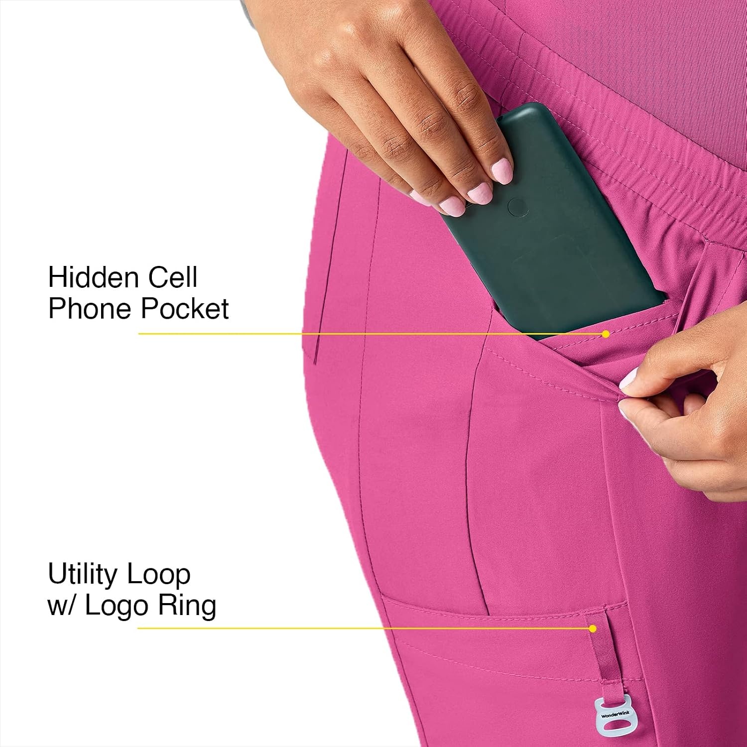 image:imageWink Scrubs for Women W123 Maternity Joggers Pants with 7 PocketsHot Pink