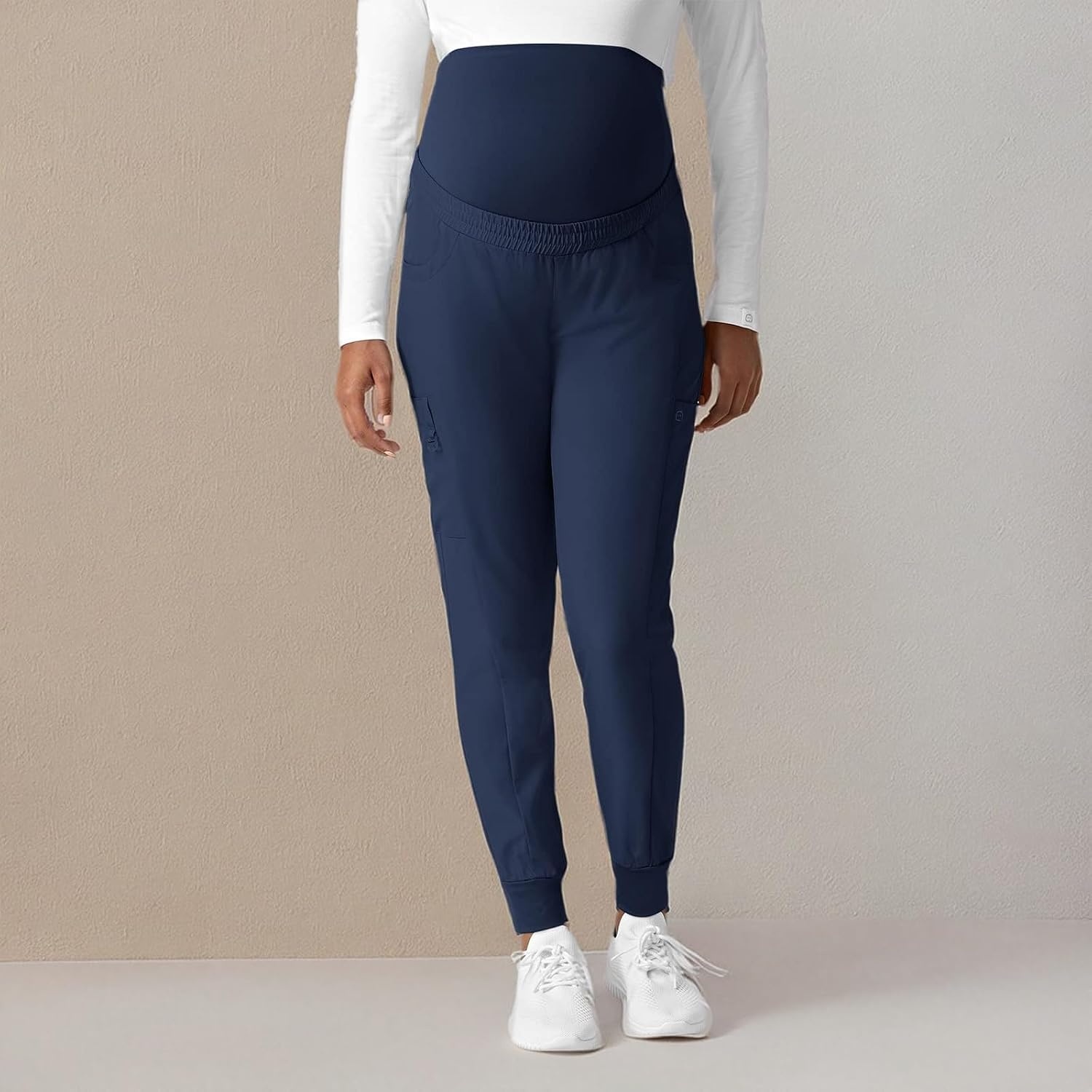 image:imageWink Scrubs for Women W123 Maternity Joggers Pants with 7 PocketsNavy