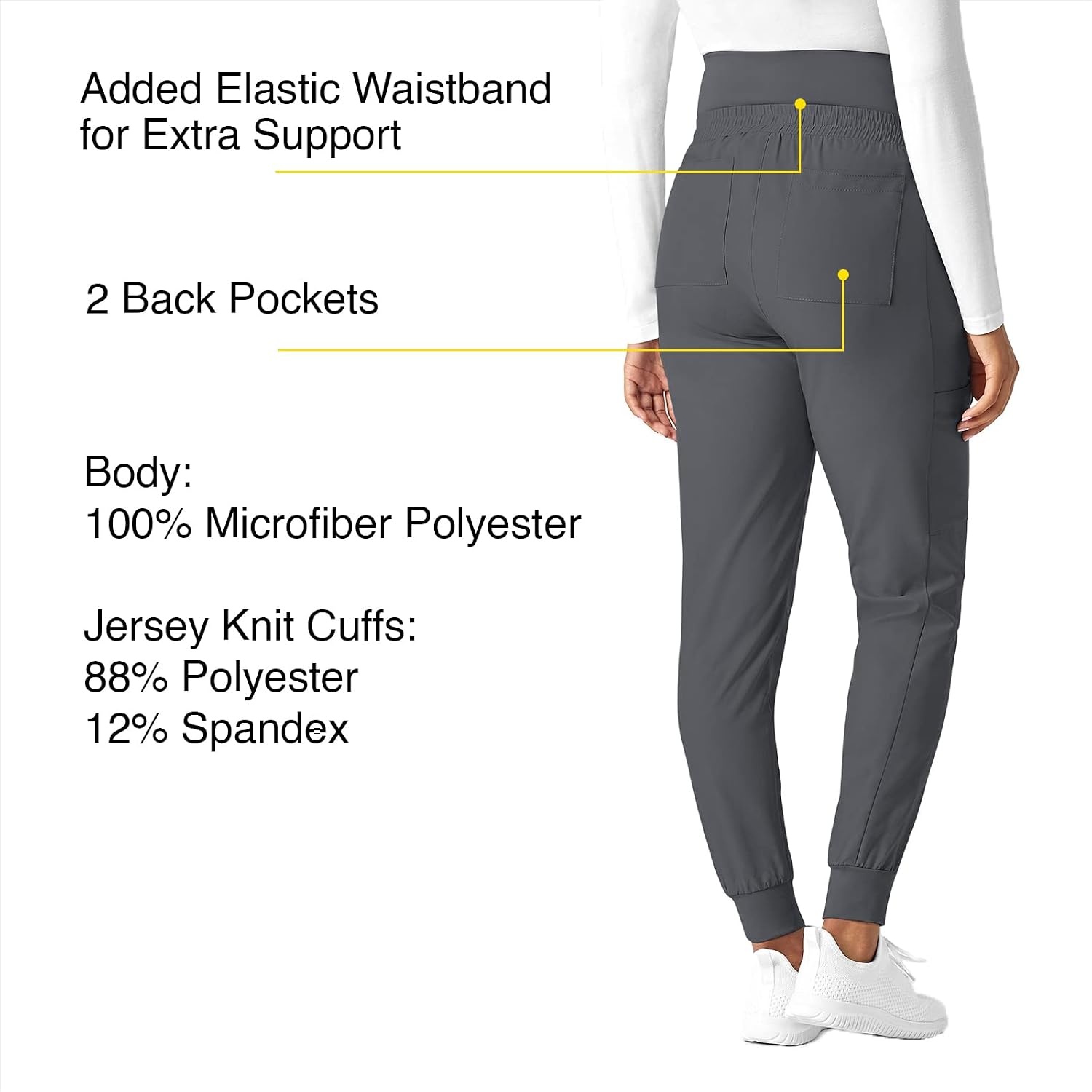 image:imageWink Scrubs for Women W123 Maternity Joggers Pants with 7 PocketsPewter