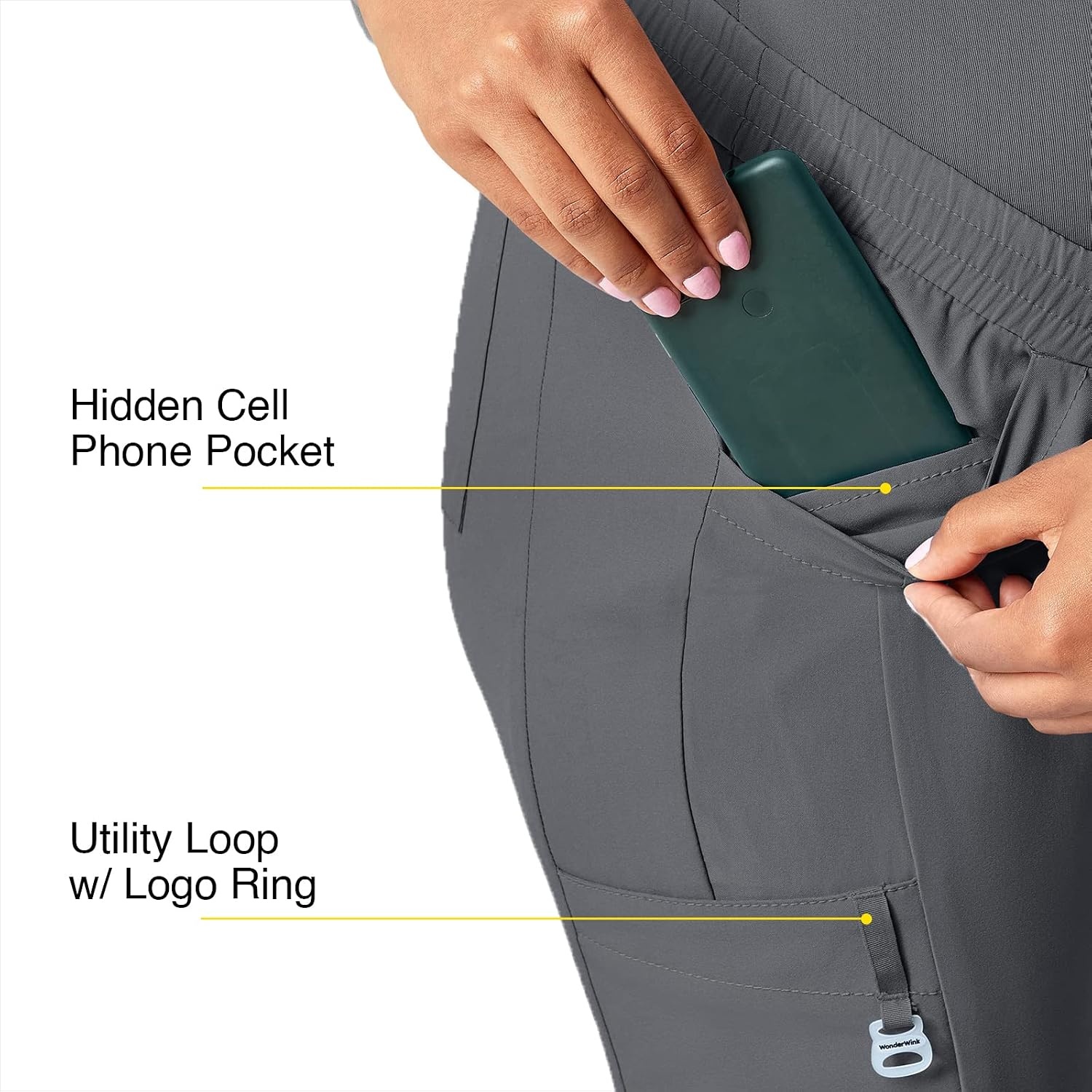 image:imageWink Scrubs for Women W123 Maternity Joggers Pants with 7 PocketsPewter