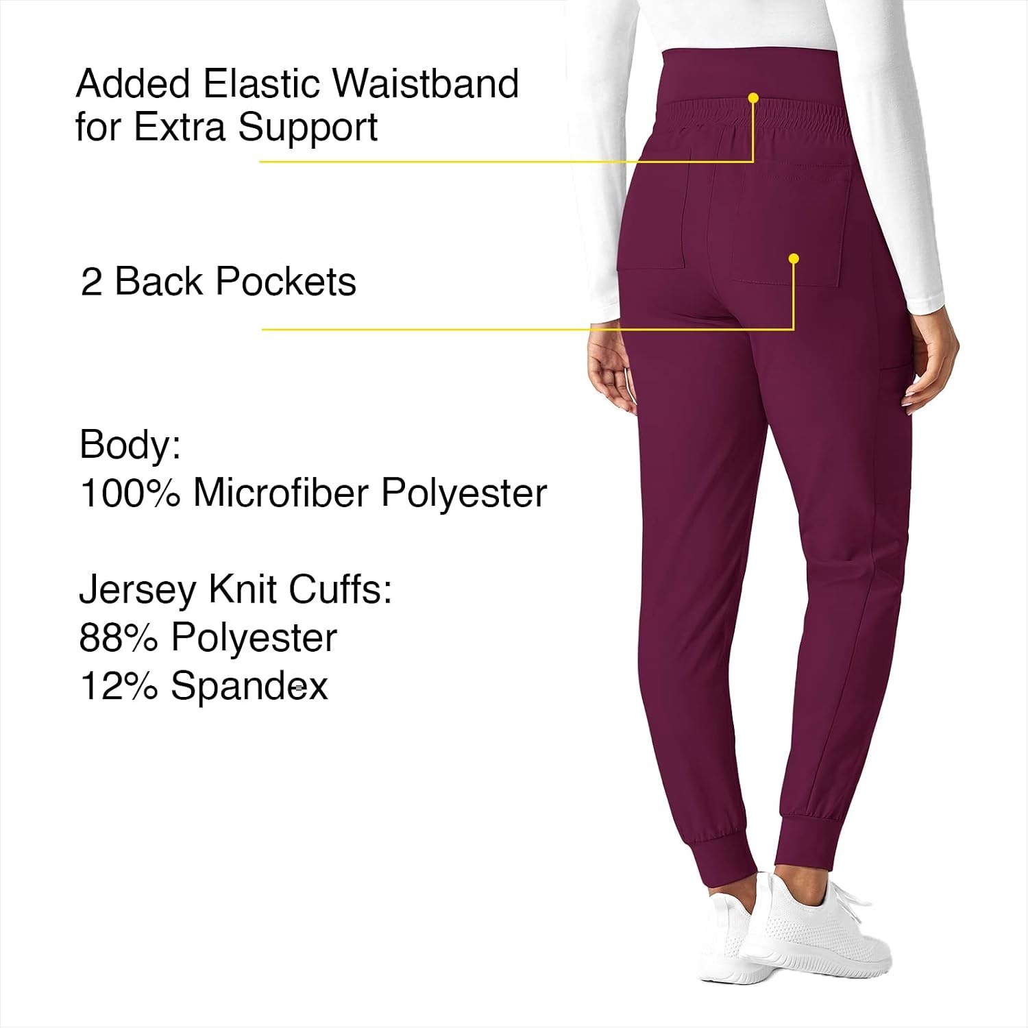 image:imageWink Scrubs for Women W123 Maternity Joggers Pants with 7 PocketsWine