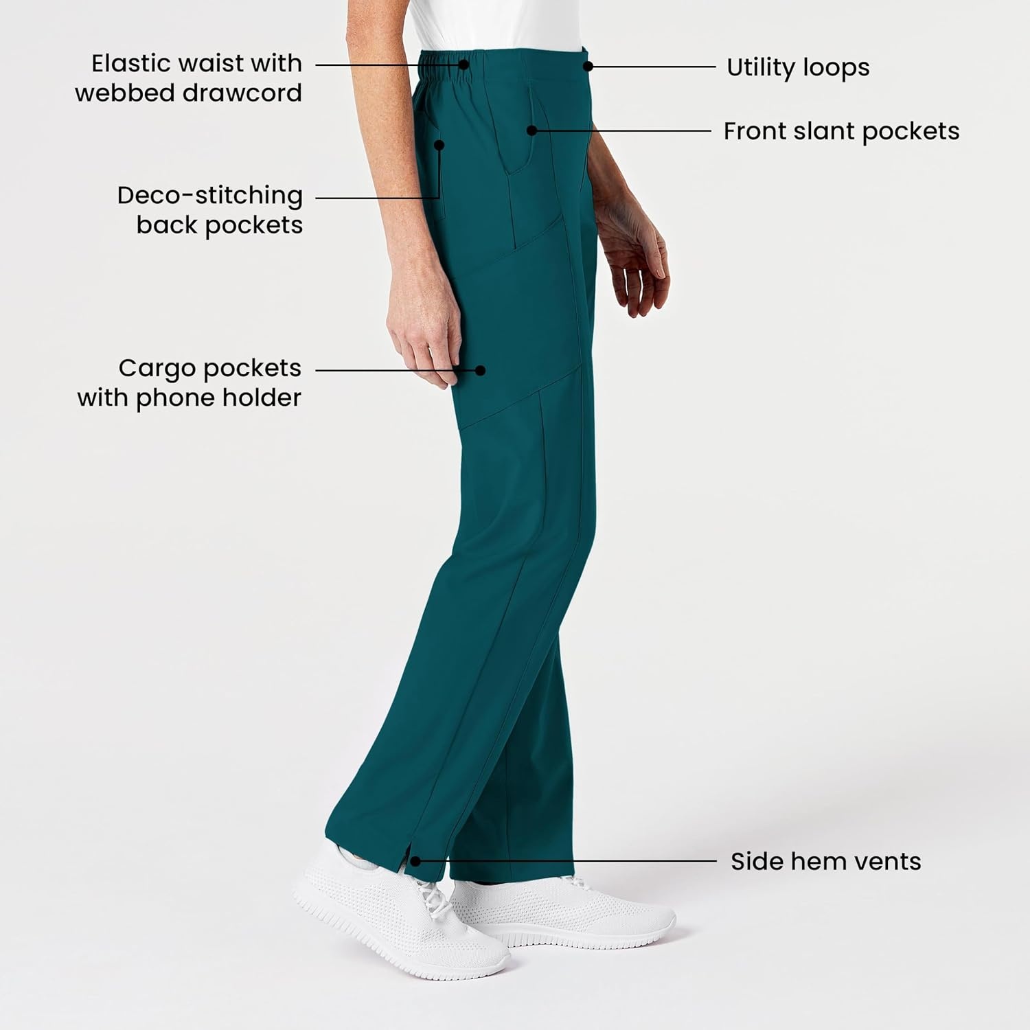 image:imageWink W123 Womens Flat Front Cargo Scrub PantCaribbean Blue