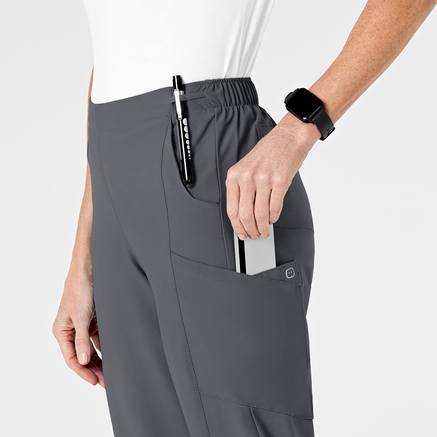 image:imageWink W123 Womens Flat Front Cargo Scrub PantPewter