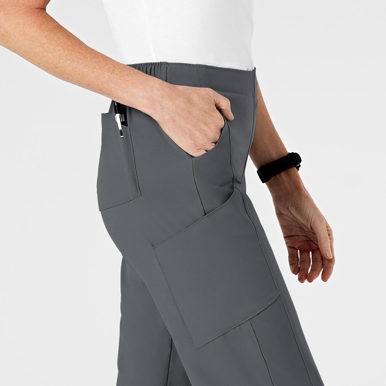 image:imageWink W123 Womens Flat Front Cargo Scrub PantPewter