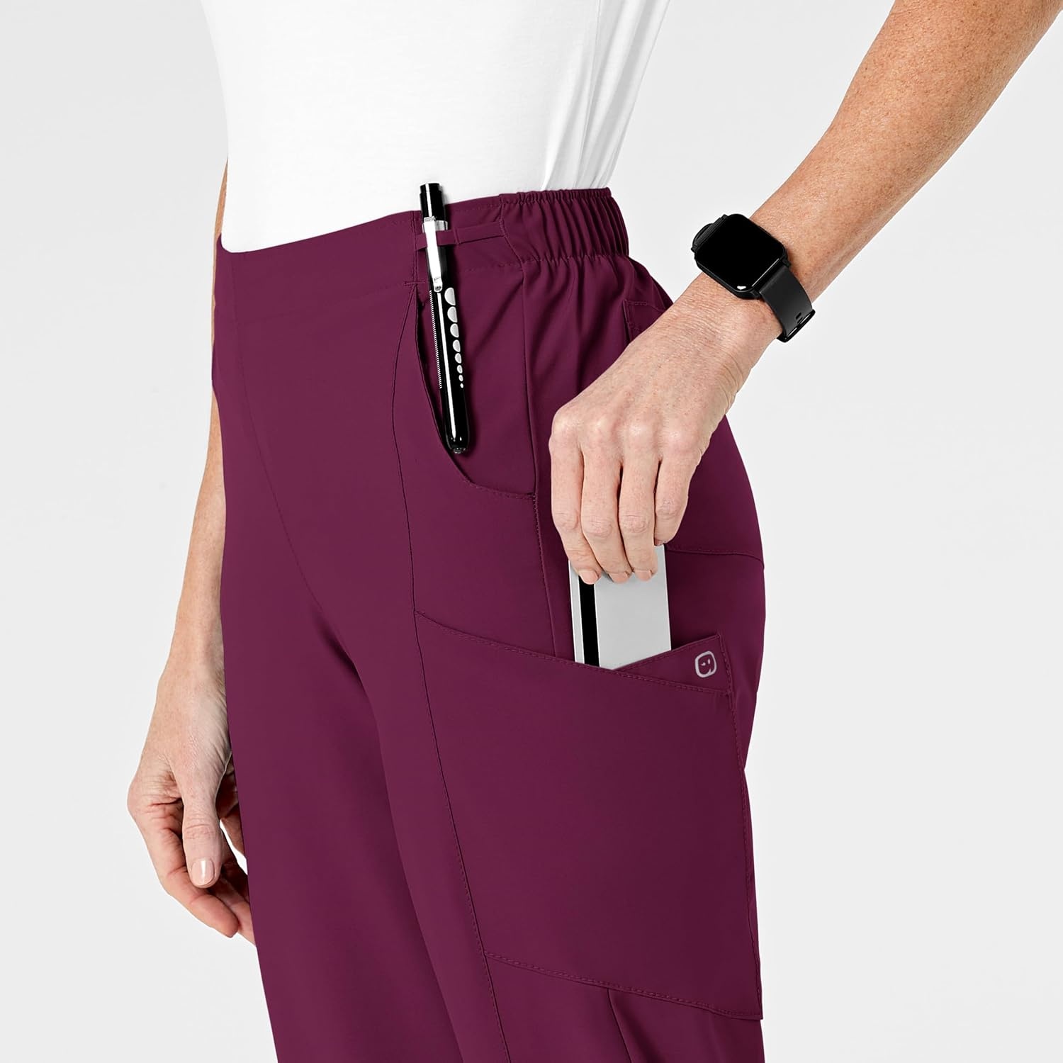 image:imageWink W123 Womens Flat Front Cargo Scrub PantWine