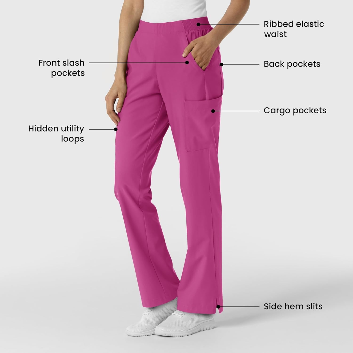 image:imageWink Womens Womens Cargo Utility Scrub PantRaspberry