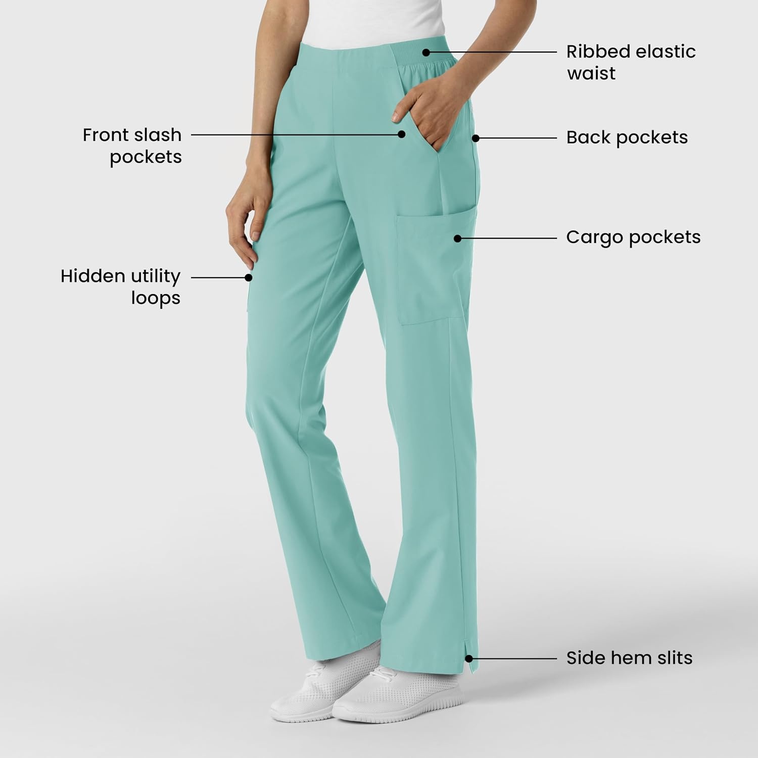image:imageWink Womens Womens Cargo Utility Scrub PantTurquoise