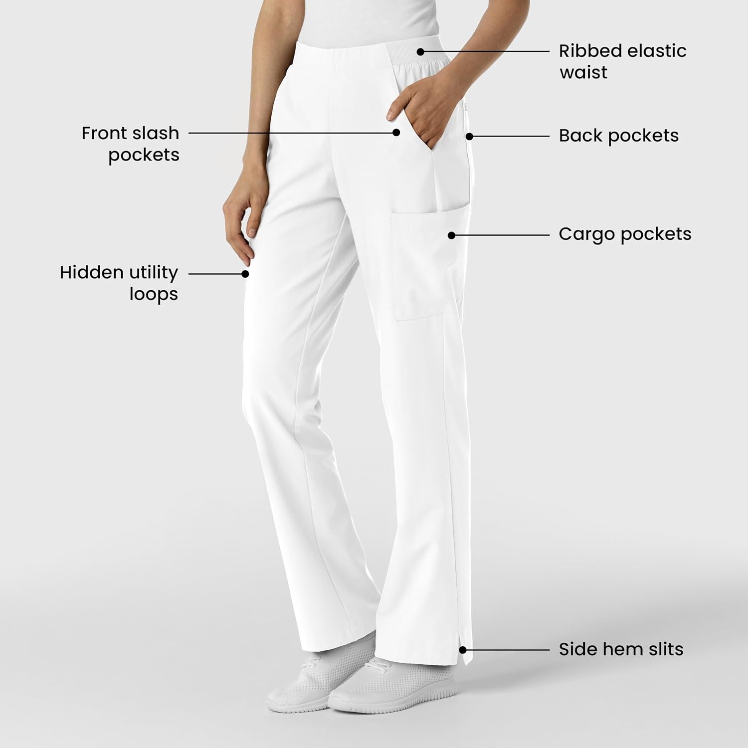 image:imageWink Womens Womens Cargo Utility Scrub PantWhite