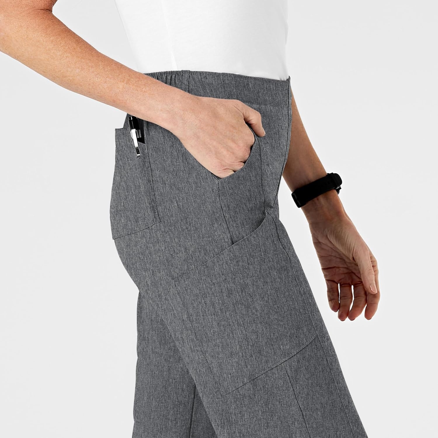image:imageWomens Flat Front Cargo PantCharcoal Heather