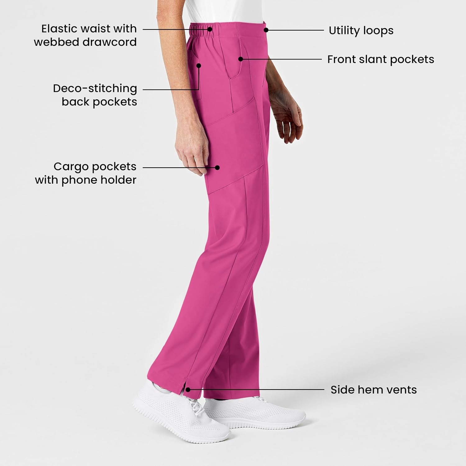 image:imageWomens Flat Front Cargo PantHot Pink