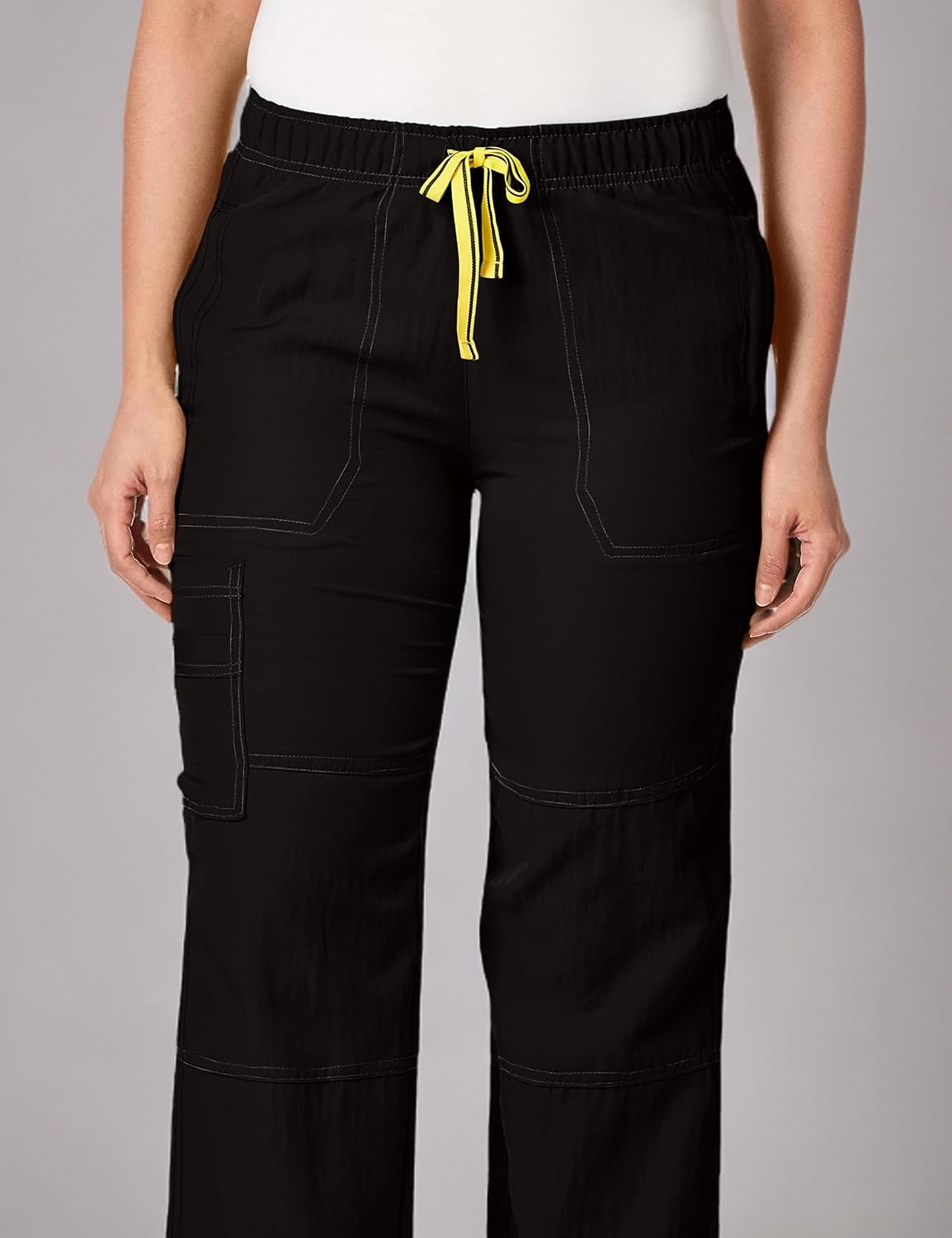 image:imageWonderWink Womens Petite FourStretch Sporty Cargo Scrub Pant PetiteBlack