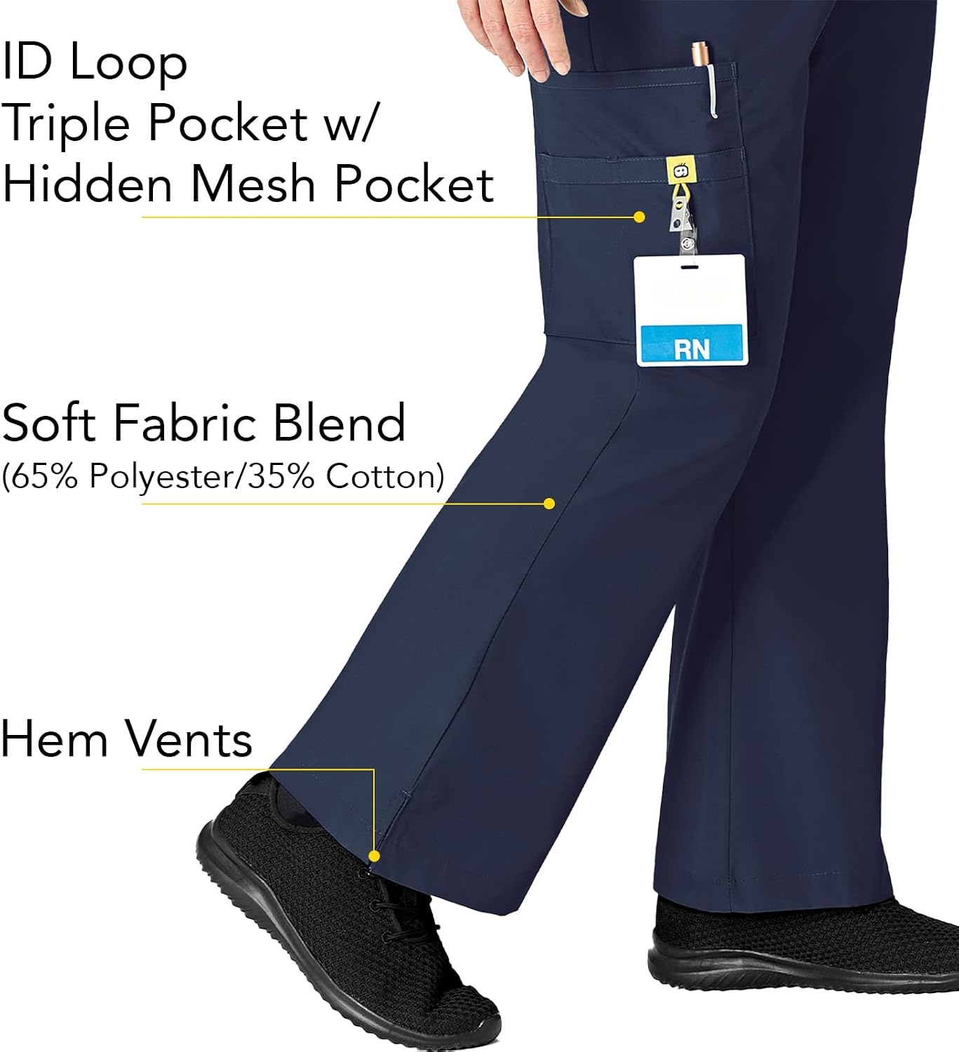 image:imageWonderWink womens Flare Leg Cargo Pant Navy XSmall