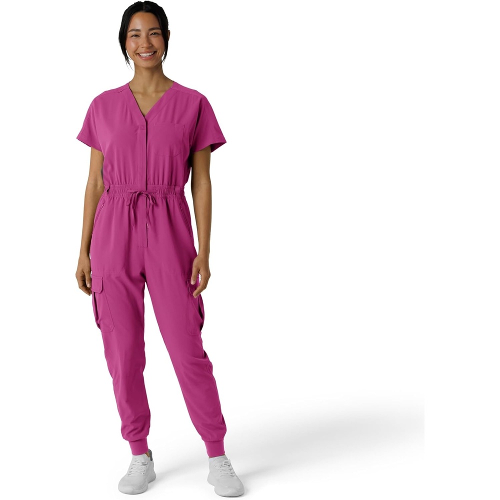 image:imageWINK RENEW Womens Cargo Jogger Scrub JumpsuitRaspberry