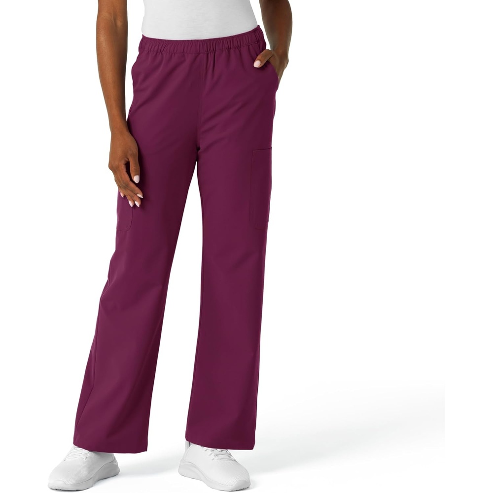 image:imageWink NURTUR Womens Straight Leg Cargo Scrub PantWine