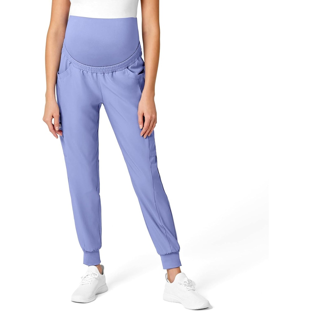 image:imageWink Scrubs for Women W123 Maternity Joggers Pants with 7 PocketsCeil Blue