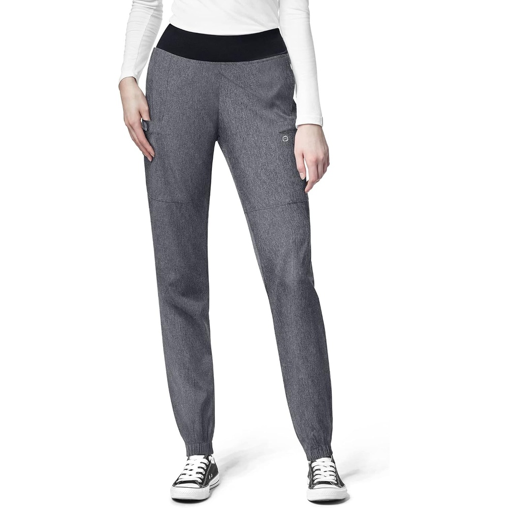 image:imageWink W123 Womens Comfort Waist Cargo Jogger Scrub Pant with 8 Pockets Charcoal Heather Large