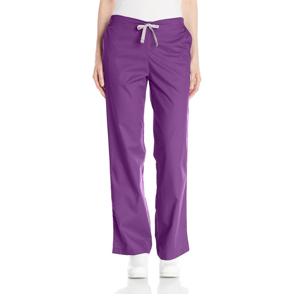 image:imageWonderWink Womens Petite Wonderwork Flare Leg Scrub Pant Eggplant LargePetite