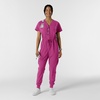 WINK RENEW Women’s Cargo Jogger Scrub Jumpsuit(Raspberry)