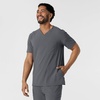 Wink Renew Men’s V-Neck 5 Pocket Scrub Top, Pewter, XL