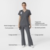 Wink Scrubs for Women, Renew, Cargo Flare Pants, with 7 Pockets(Pewter)