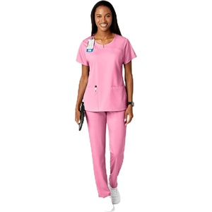 WonderWink PRO Women’s Knit Waist Cargo Scrub Pant, Pink Blossom, XS Petite