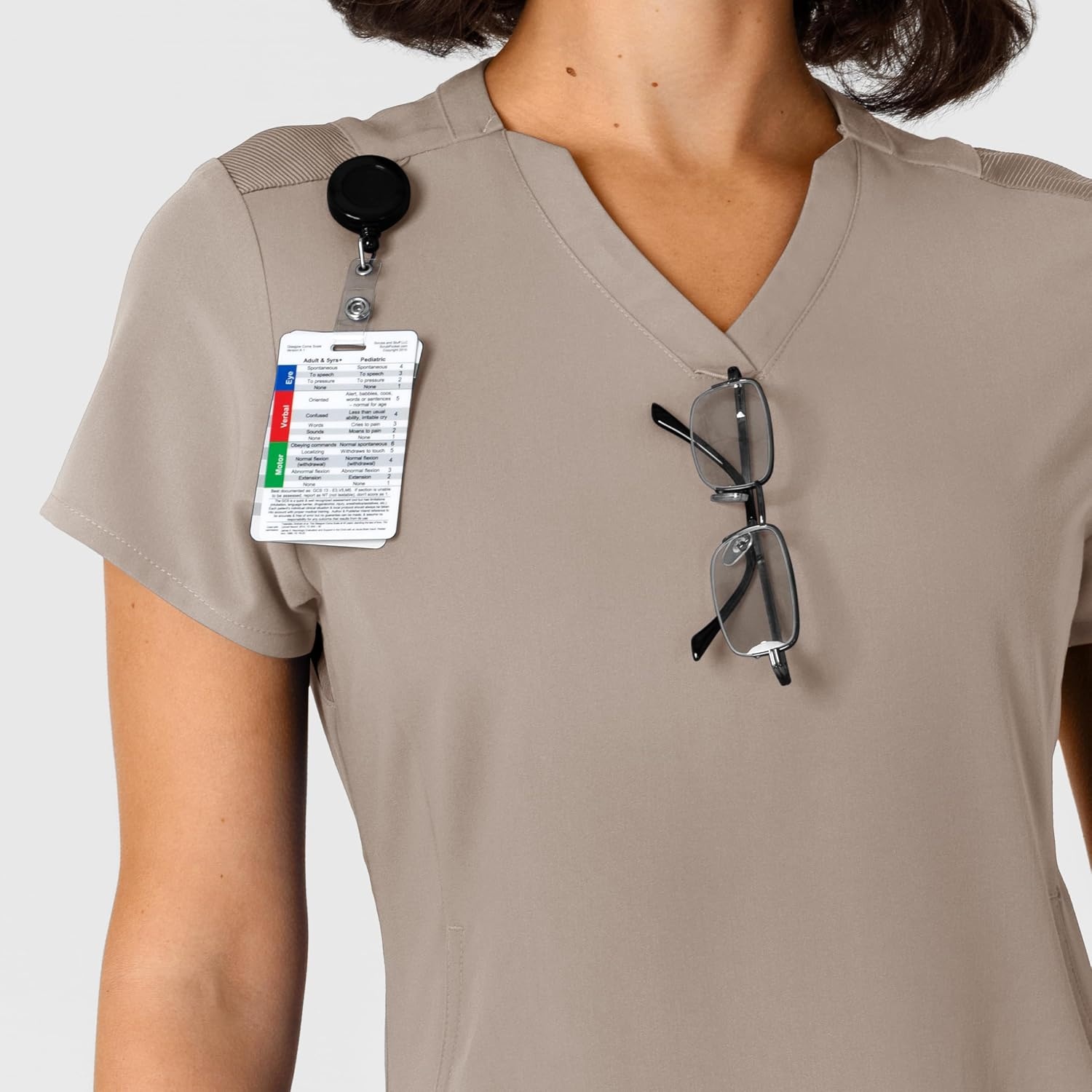 image:imageWink Nova Womens FlexnReach Shoulder Panel VNeck Scrub TopHaze