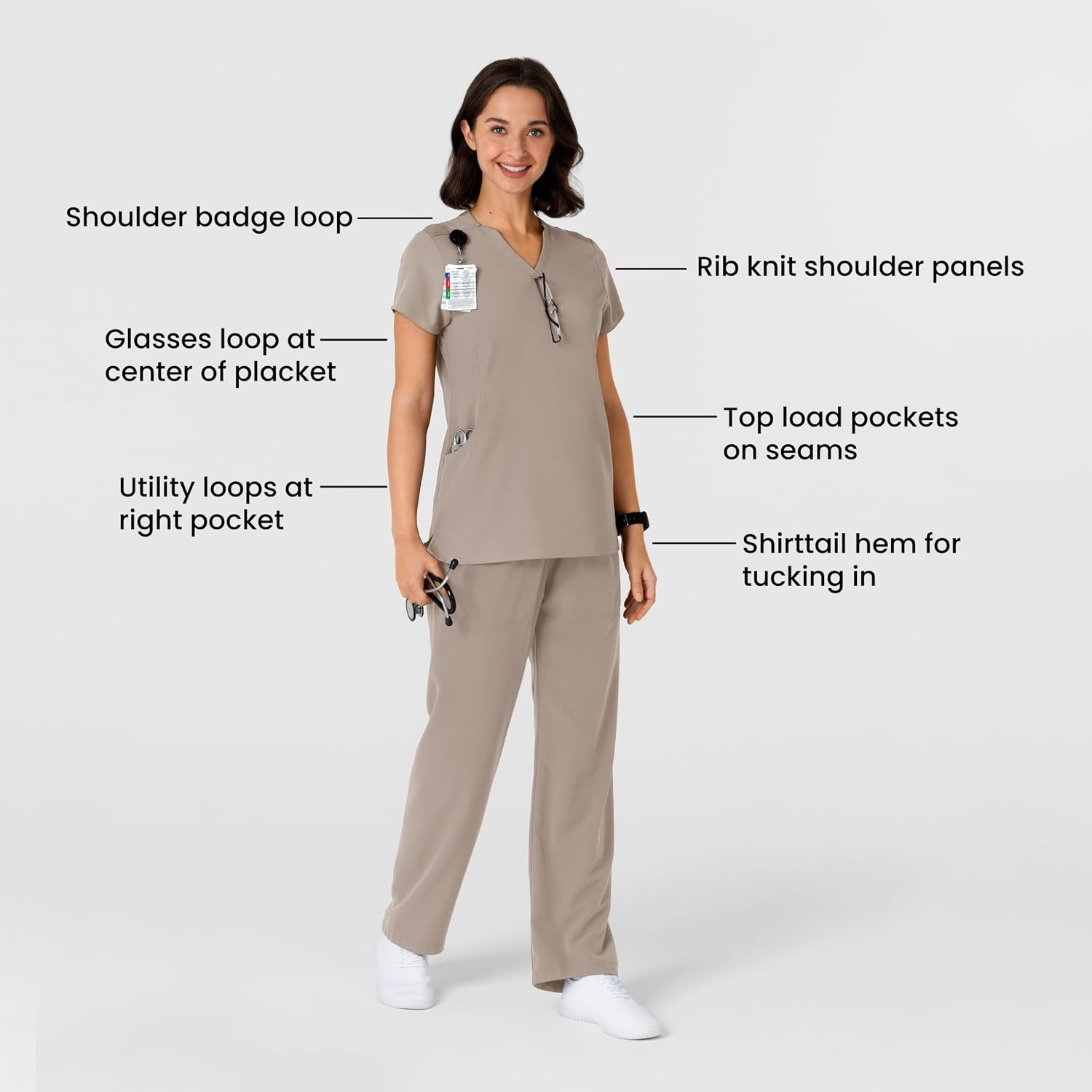 image:imageWink Nova Womens FlexnReach Shoulder Panel VNeck Scrub TopHaze