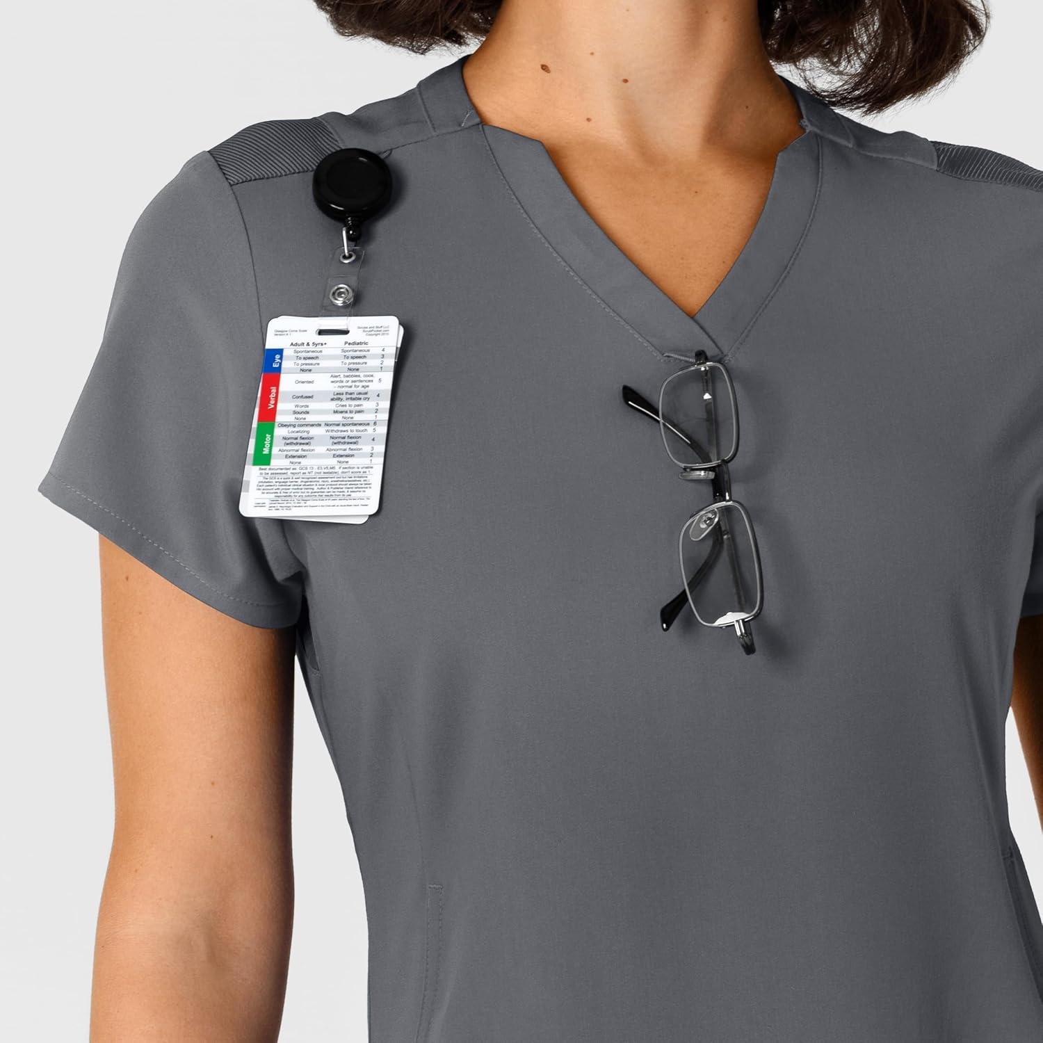 image:imageWink Nova Womens FlexnReach Shoulder Panel VNeck Scrub TopPewter