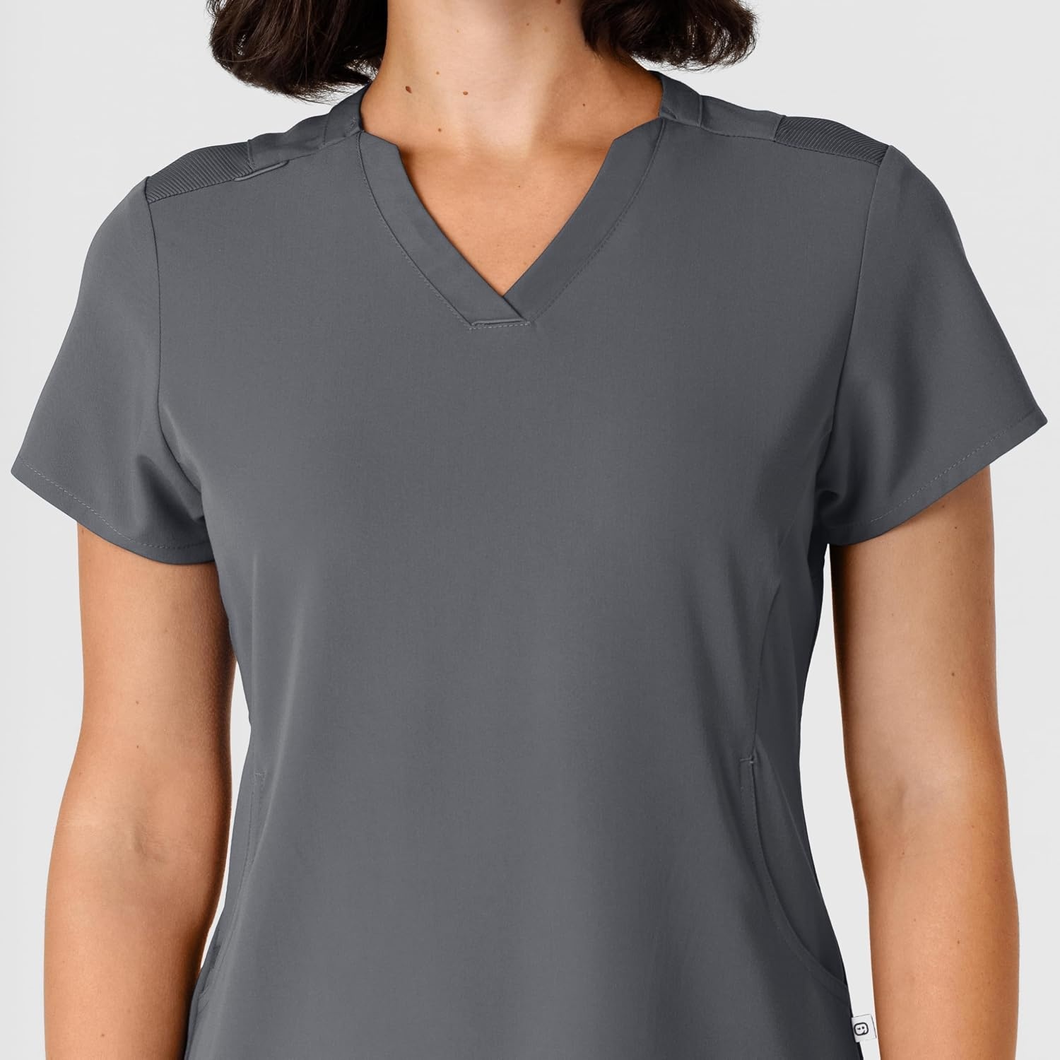 image:imageWink Nova Womens FlexnReach Shoulder Panel VNeck Scrub TopPewter