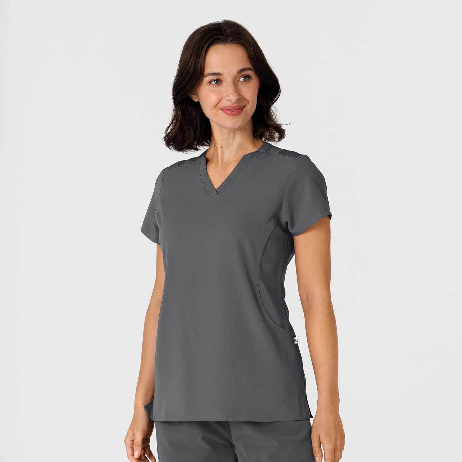 image:imageWink Nova Womens FlexnReach Shoulder Panel VNeck Scrub TopPewter
